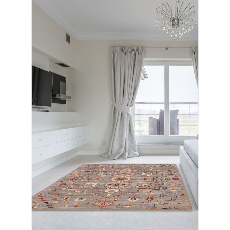 ECARPETGALLERY Hand-knotted Modern Oushak Grey Wool Rug - 6' 1" x 8' 11"
