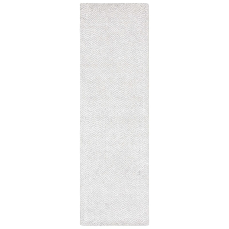 SAFAVIEH Handmade Glamour Ostilia Chevron Viscose Rug - 2'3" x 8' Runner - Grey/Ivory
