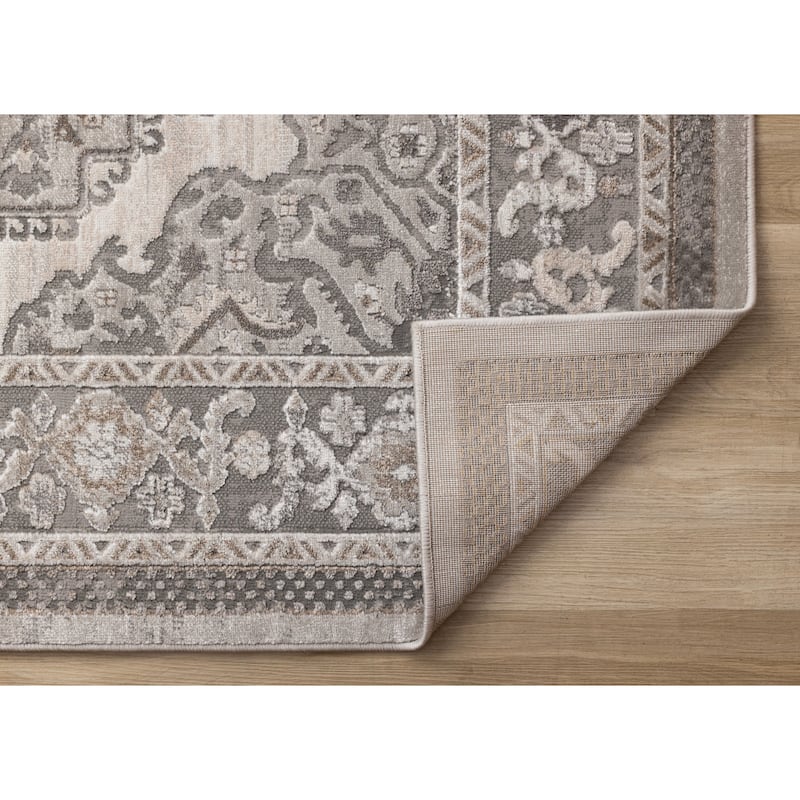 Taupe White Grey Beige Classic Elegant High-Traffic Rug