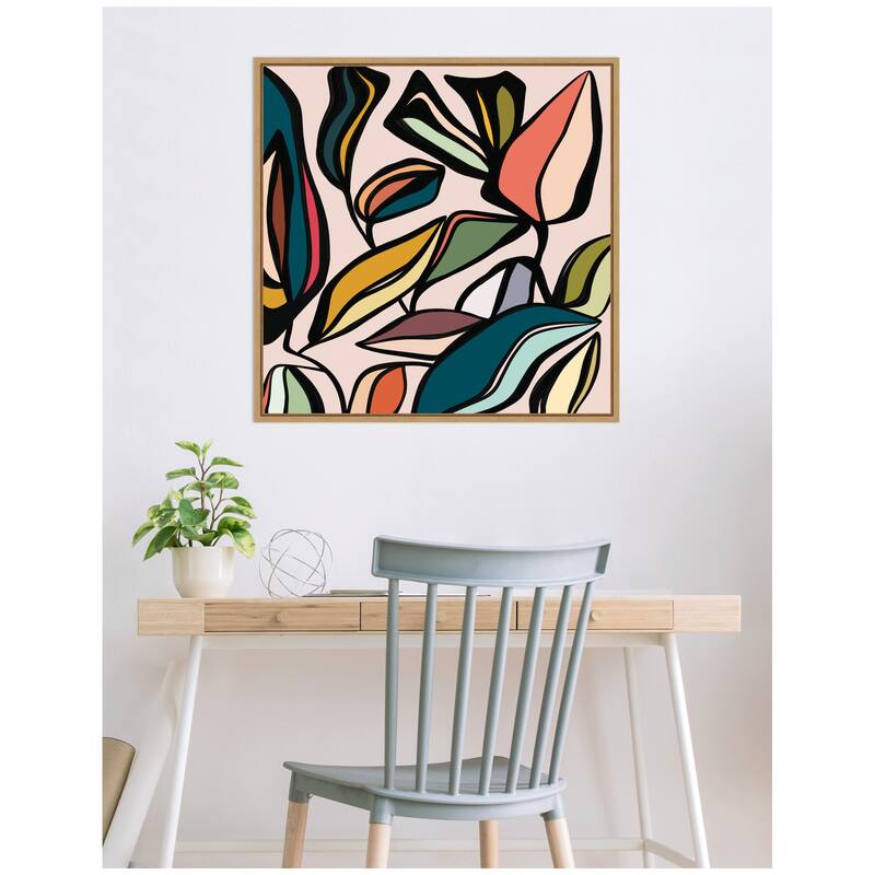 Kate and Laurel Fanciful Ficus SQ Expansion by Alicia Bock Framed Canvas Wall Art Print