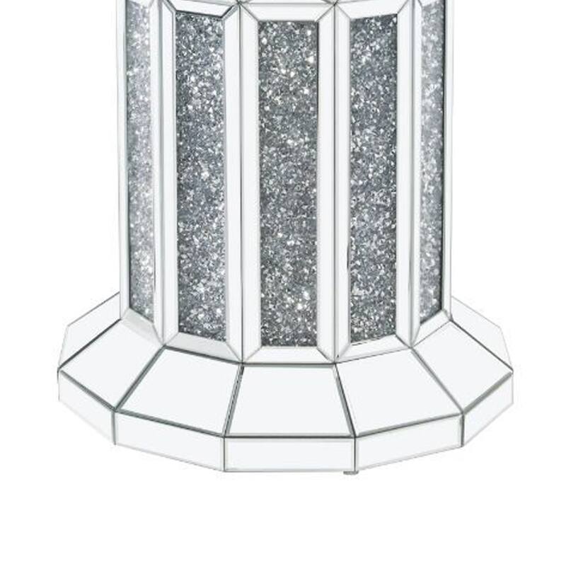 Round Glass Top Dining Table with Cross Oval Base, Silver