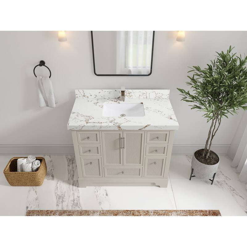 Willow Collections 42 in. W x 22 in. D Alys Single Sink Bathroom Vanity with Countertop - 2"Viola Gold - Fine Grain