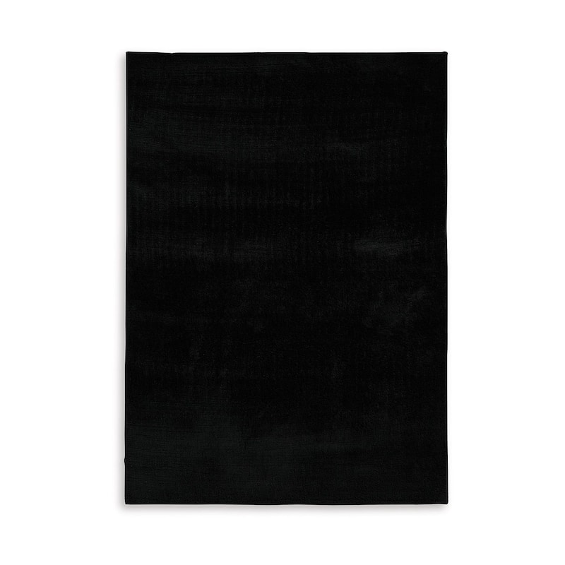 Stebin 8 x 10 Large Area Rug, Shag Style Abstract Design Black Polyester - 8 x 10
