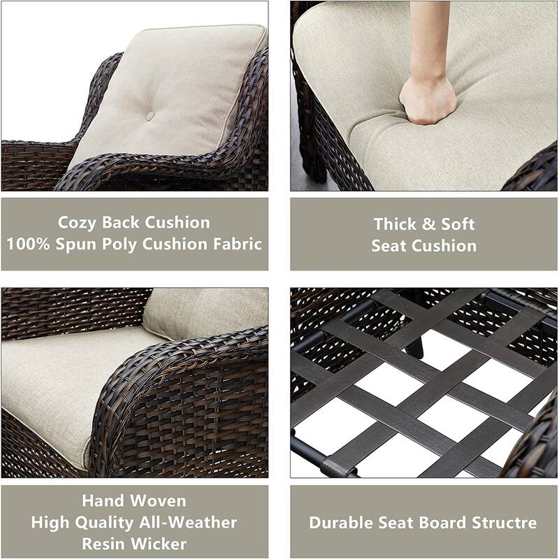 Gymojoy 5-Piece Outdoor Patio Sofa Chair with Ottoman Furniture Set