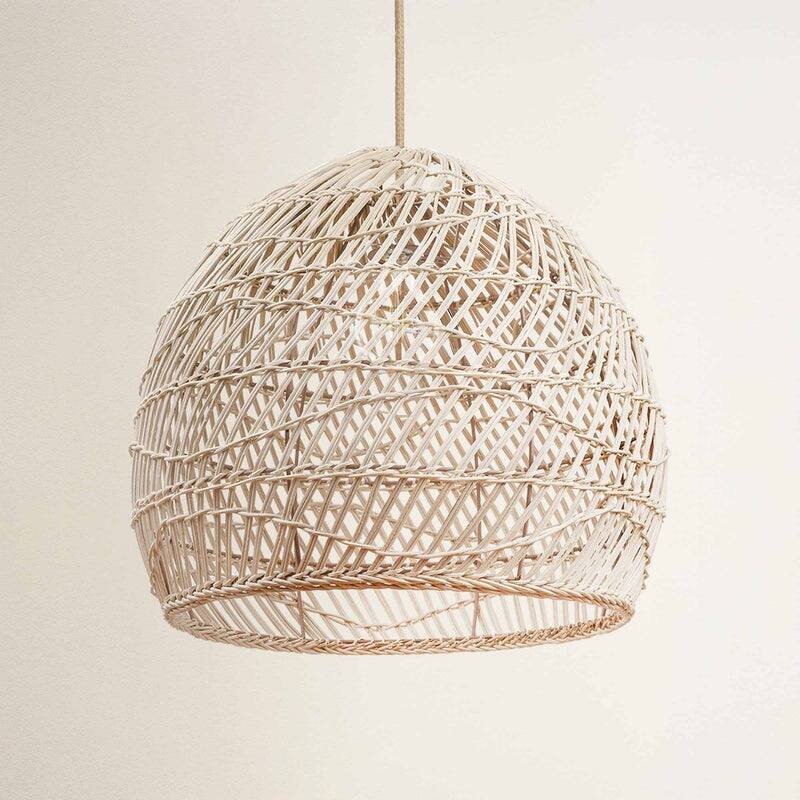Santana Brown Rattan Pendant Light – Large Handwoven Ceiling Light Fixture for Living Room, Kitchen in Boho & Coastal Style