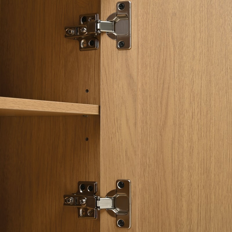 Wood TV Stand with Tambour Doors, Media Console with Adjustable Storage & Cable Holes, Entertainment Center for TVs up to 75"