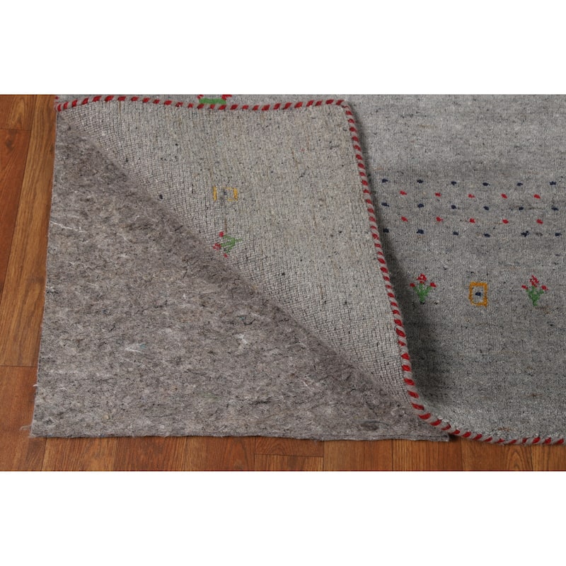Hand Knotted Oriental 100% Wool Carpet Tribal Animal Pictorial Greys & Charcoal Gabbeh Area Rug - 7' 8'' X 5' 9''