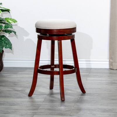 30" Bar Stool, Cherry Finish,Fabric Seat