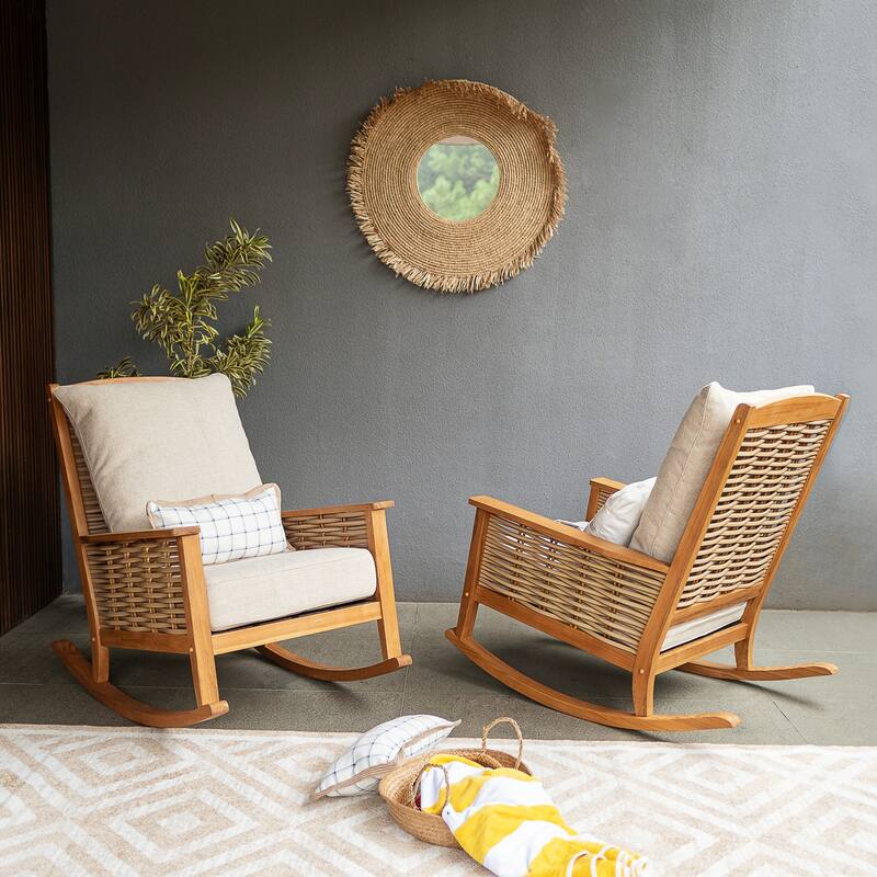 Cambridge Casual Camden Teak Outdoor Rocking Chair with Cushion