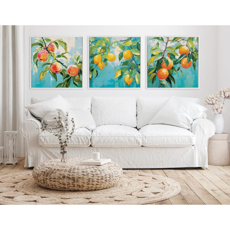 Kate and Laurel Sylvie Beaded Lemon Tree Framed Canvas by The Creative Bunch Studio