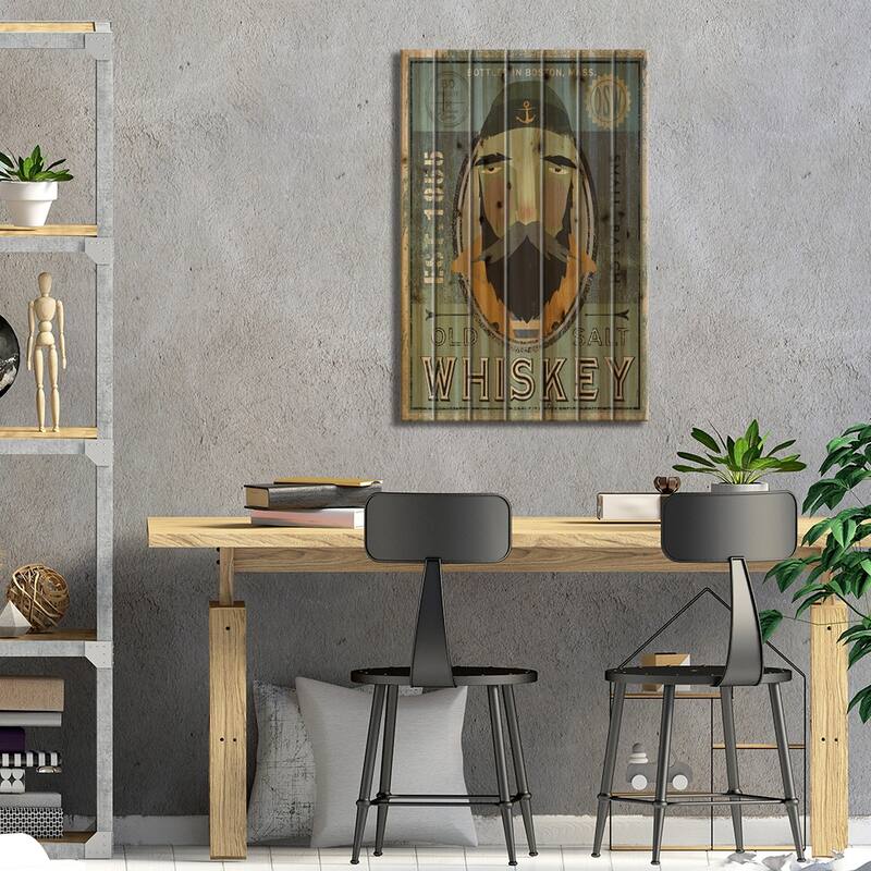 Old Salt Whiskey (Fisherman V) Print On Wood by Ryan Fowler - Multi-Color
