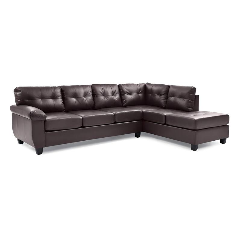 Sectional Sofa, Cappuccino, PU, 111x78x32 inches, 205 lbs, Removable Backs, Adjustable Chaise