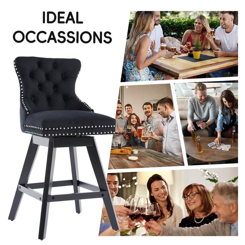 Swivel Velvet Leisure Counter Bar Stools Set of 8