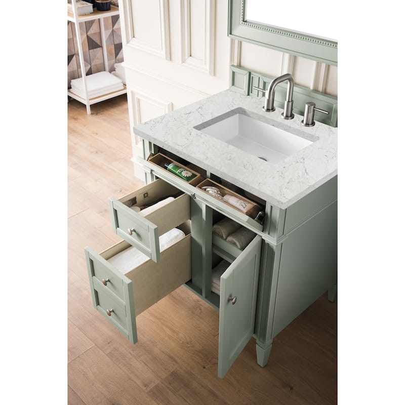 James Martin Vanities Brittany 30" Single Vanity, Sage Green - Eternal Jasmine Pearl Quartz