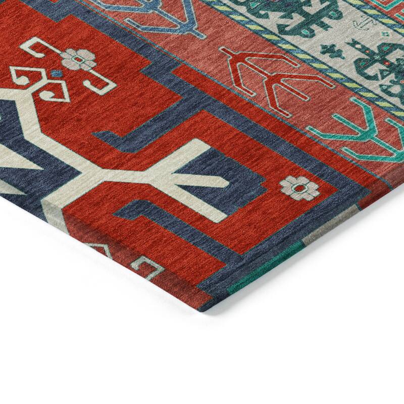 Machine Washable Indoor/ Outdoor Boho Tribal Chantille Rug