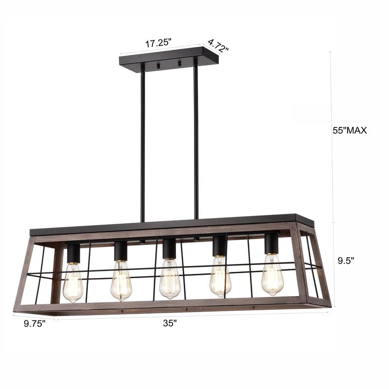 5-light Ancient Wood Linear Island Fixture