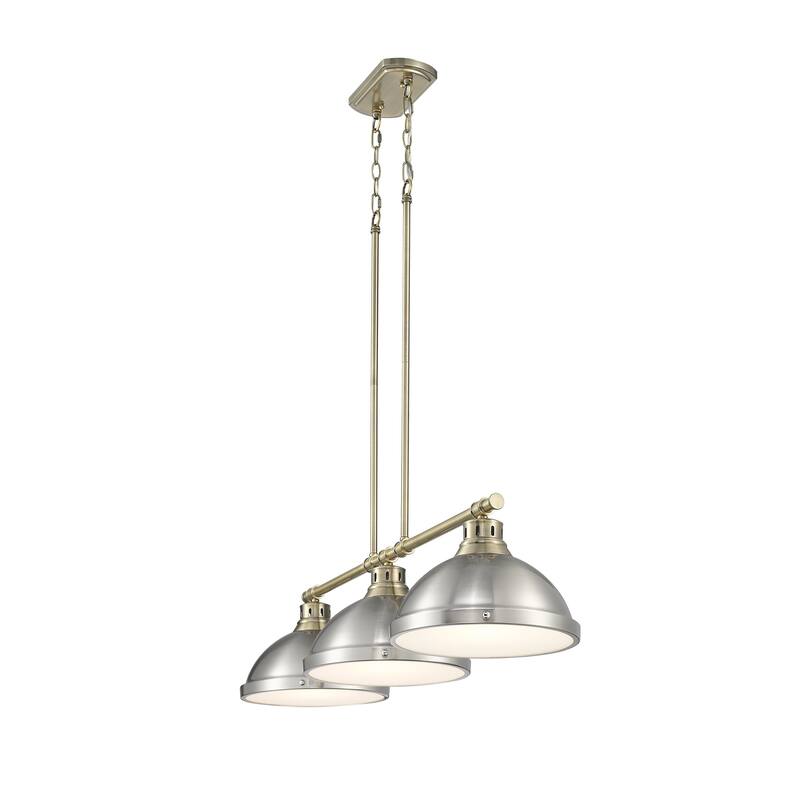 Yep by Golden Lighting Duncan 3-light Island Light in Aged Brass and Pewter shade