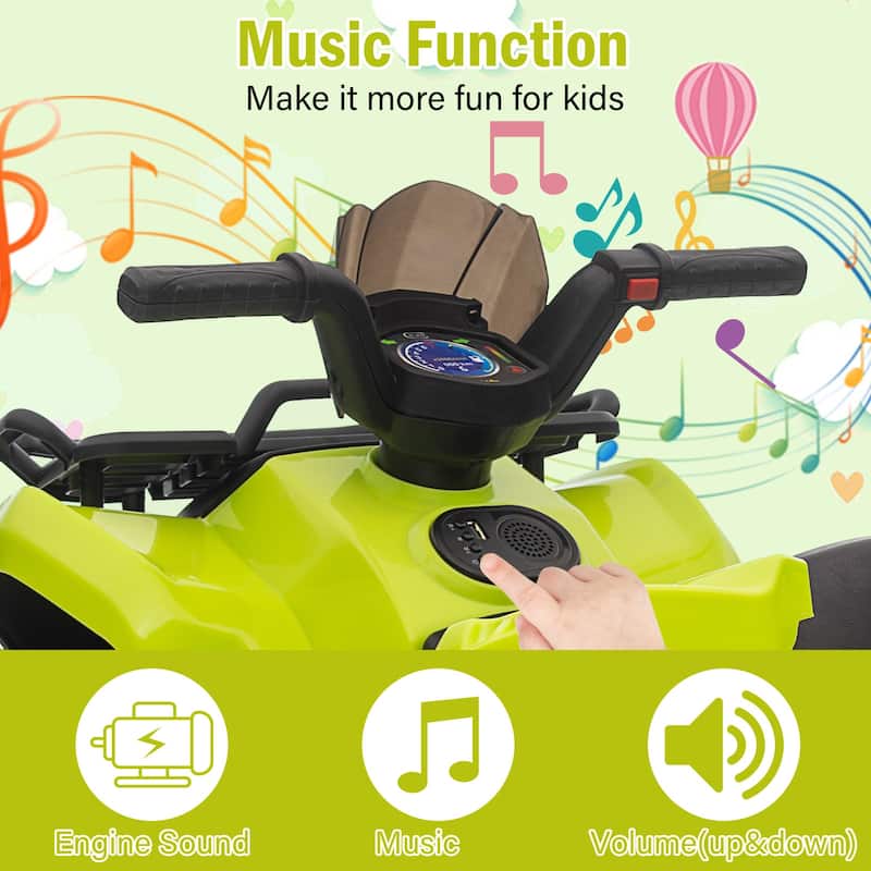 6V Ride On Car 4 Wheeler with Music for Toddlers 1-3 Years