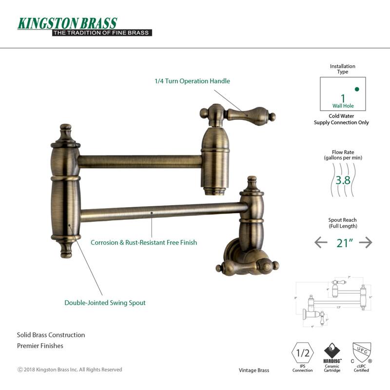 Restoration Wall Mount Pot Filler Kitchen Faucet