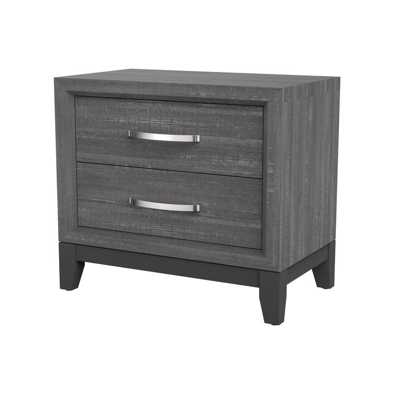 Contemporary Grey Solid Wood 2-Drawer Nightstand End Table