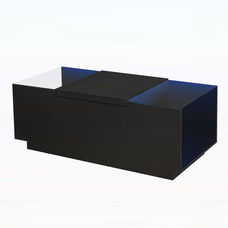 Modern Center Table with Open Storage and 2 Hidden Drawers for Living Room