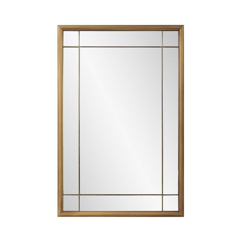 Allan Andrews Brass Metal French Panel Framed Vantiy and Wall Mirror - 36"H x 24"W