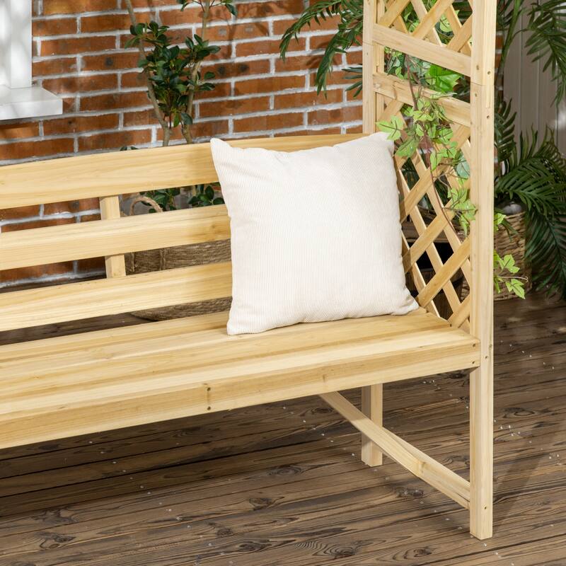 Patio Garden Bench Arbor Arch with Pergola and 2 Trellises,3 Seat Natural Wooden Outdoor Bench for Grape Vines & Climbing Plants
