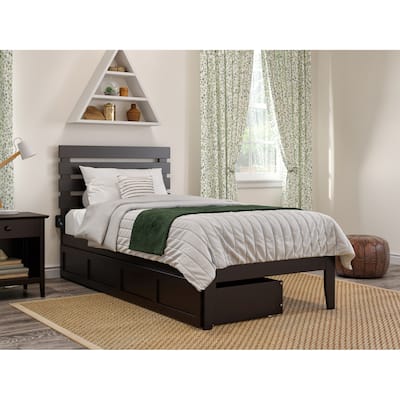 Oxford Twin Extra Long Bed with 2 Drawers in Espresso