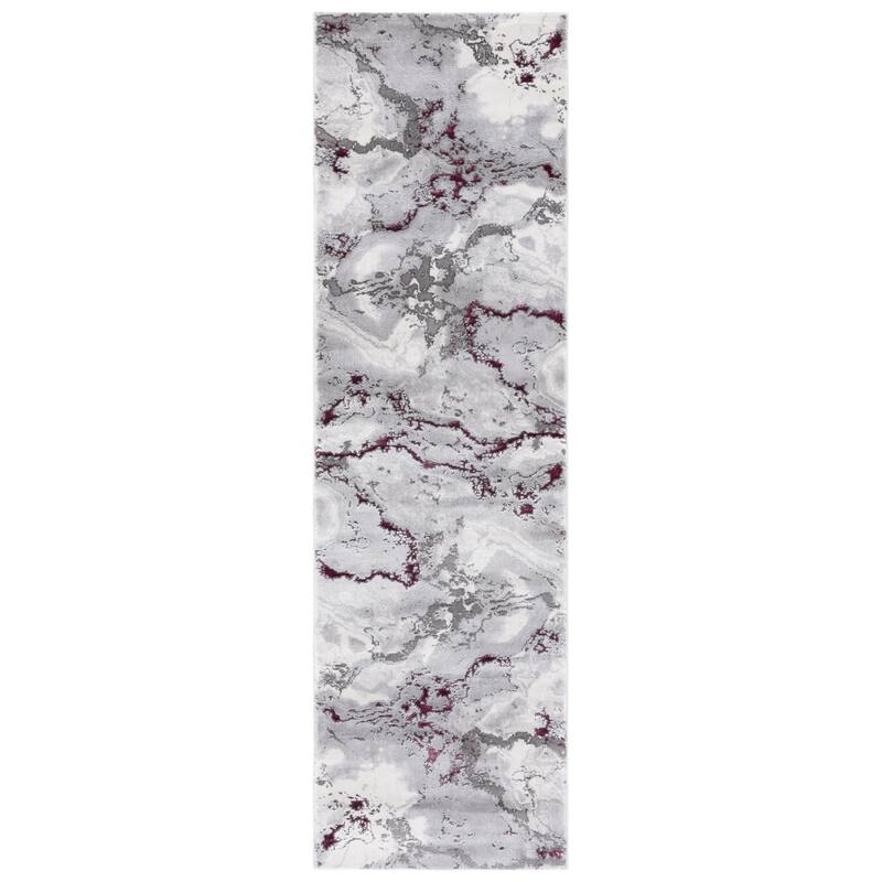 SAFAVIEH Craft Imola Modern & Contemporary Rug - 2'3" x 8' Runner - Grey/Wine