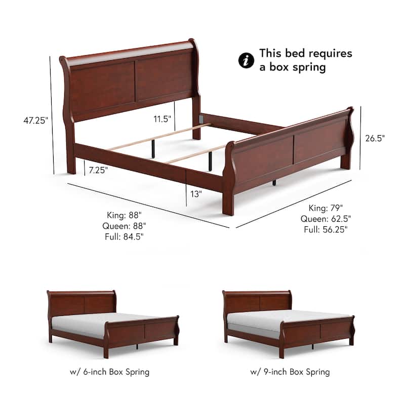 Furniture of America Devi Traditional Solid Wood 5-Piece Sleigh Bedroom Set