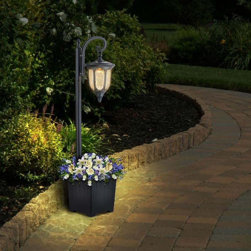 C Cattleya Integrated LED Solar Outdoor Post Light with Planter