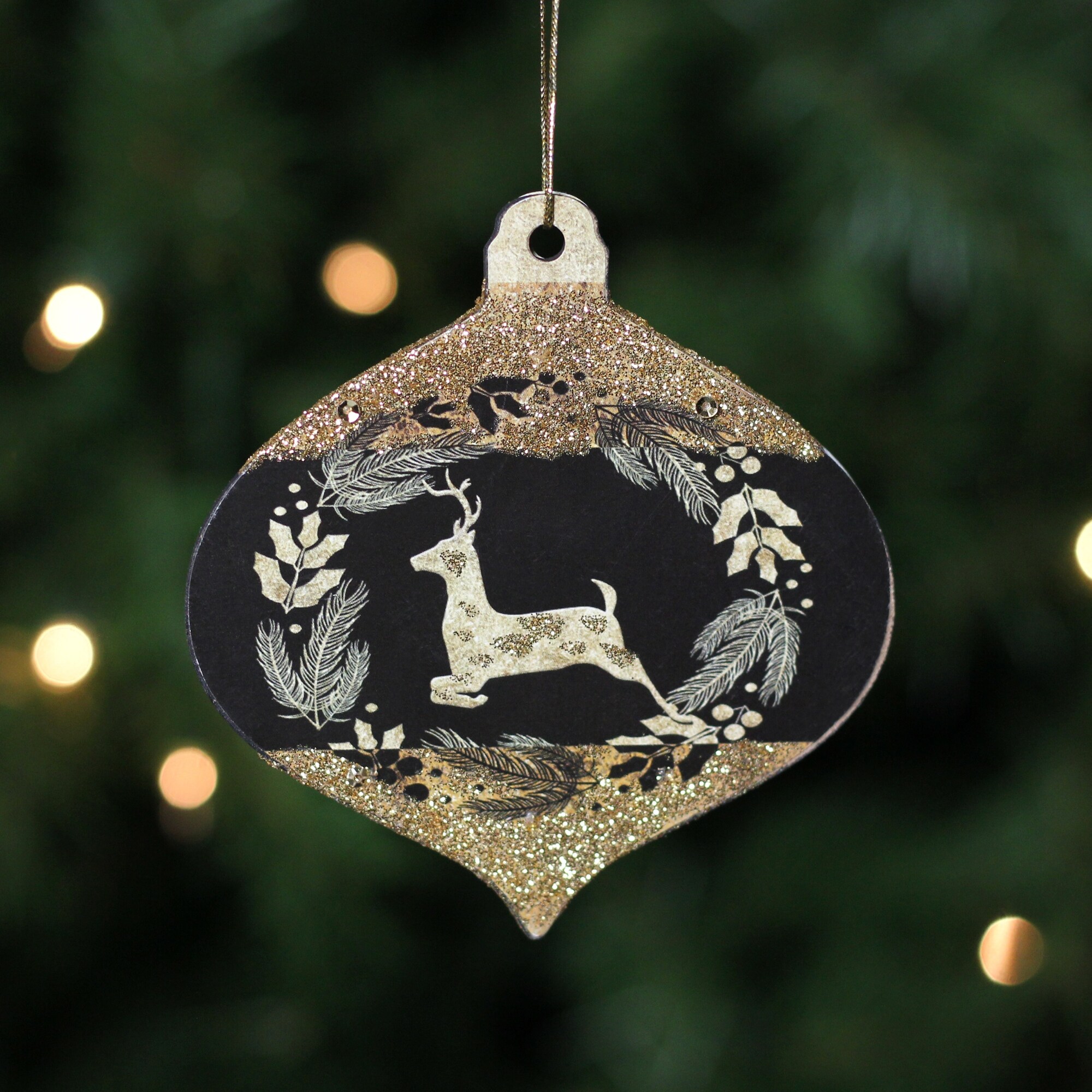 Shop 4 Gold And Black Woodland Reindeer Silhouette Onion Christmas Ornament Overstock 24087932