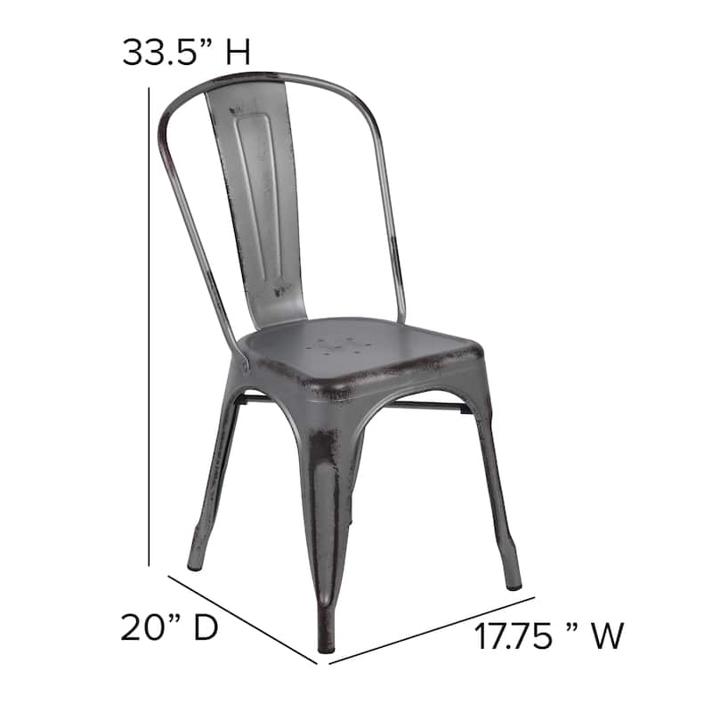 Distressed Metal Indoor/ Outdoor Stackable Chair