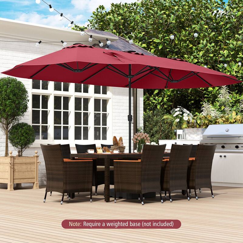 Costway 15.5 FT Extra-Large Patio Umbrella with LED Solar Lights & 12 - See Details