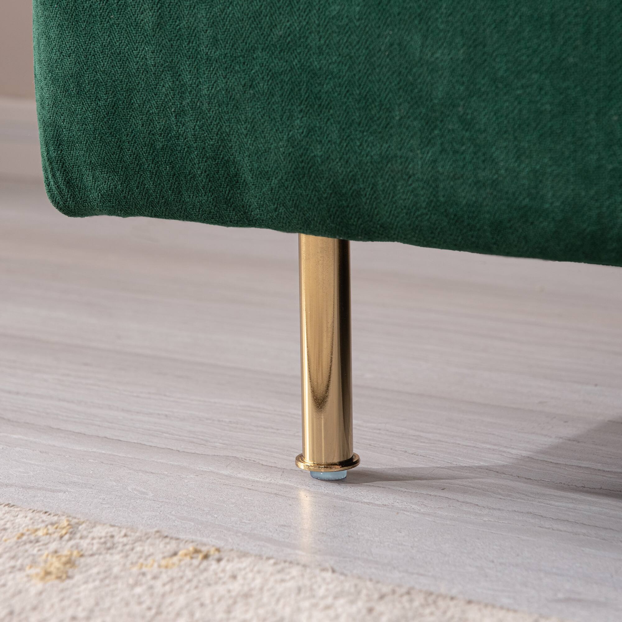 Modern Armless Loveseat Couch,Armless Settee Bench, Emerald Cotton