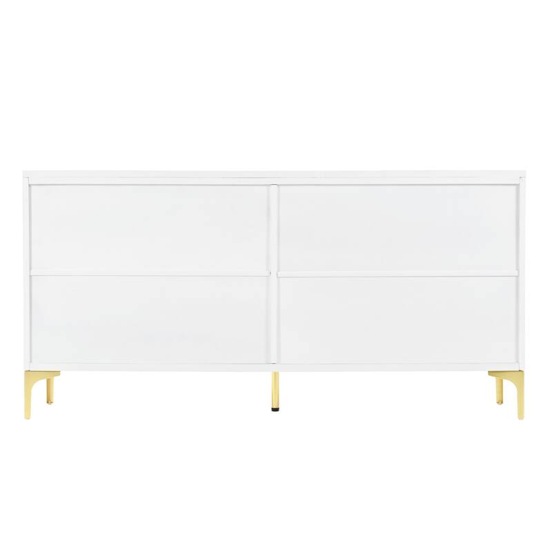 Buffet Cabinet with 4 Carved Doors, Sideboard Cabinet with Adjustable Shelves, Storage Cabinet with Metal Legs