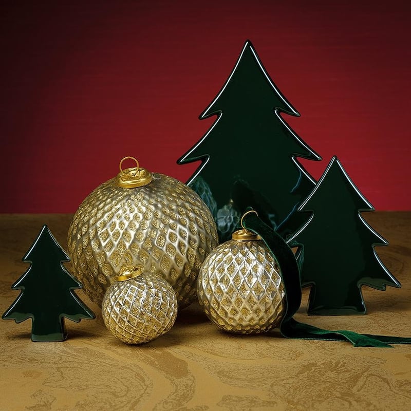 6" Beehive Glass Ball Ornaments, Set of 2
