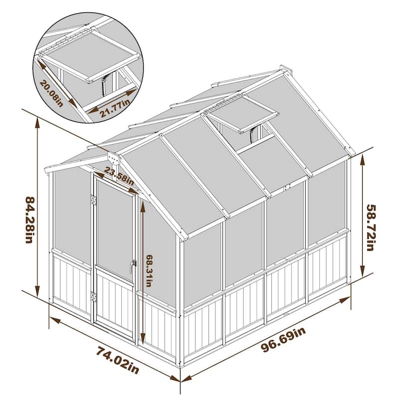 VEIKOUS Walk-in Wooden Greenhouse for Outside, Garden and Backyard, Black Greenhouse