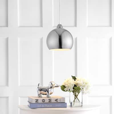 SAFAVIEH Lighting Sabine Adjustable 1-light LED Chrome Pendant - 10"x10"x12.1-84.1"