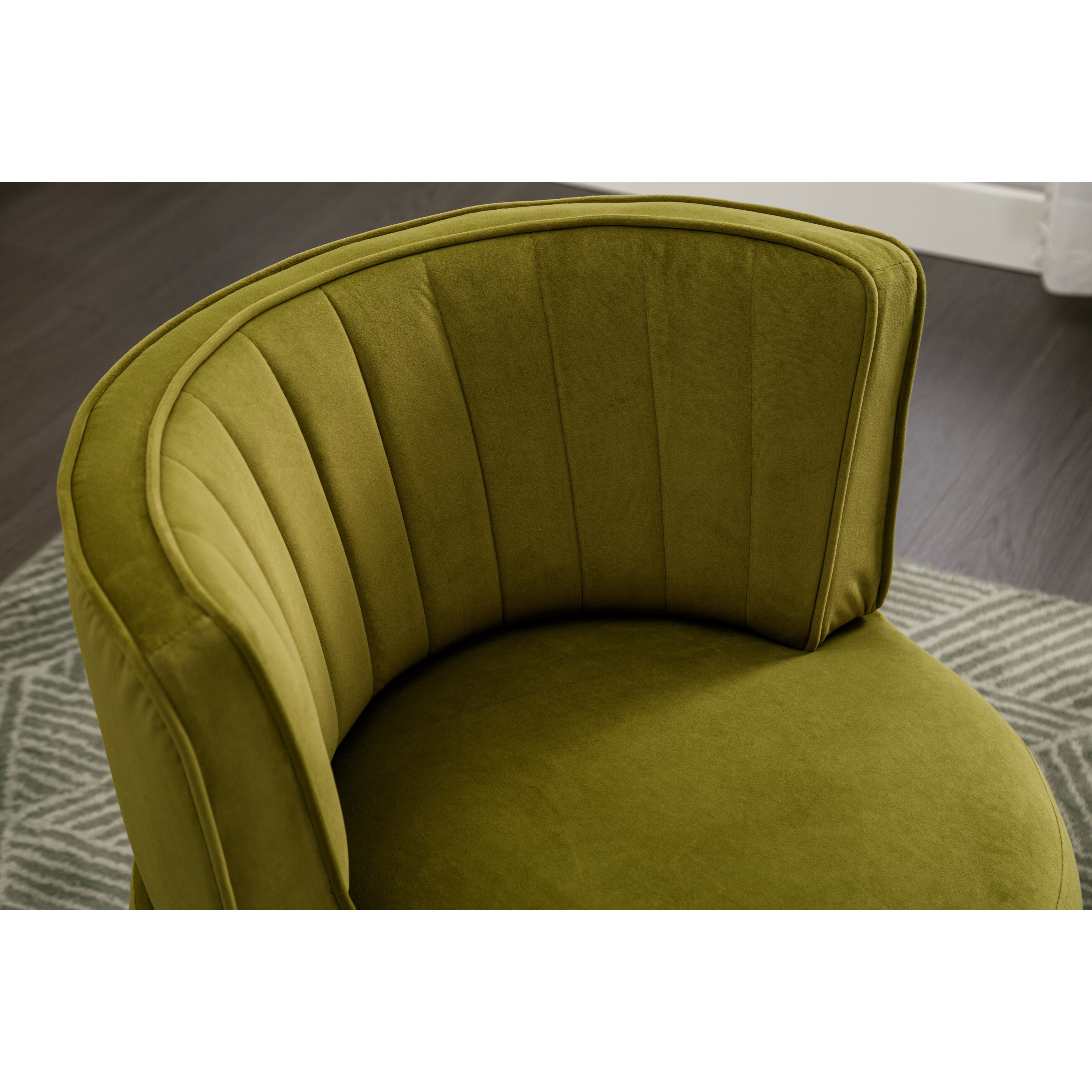 Velvet Lounge Accent Chair Round Armchair Swivel Barrel Chair On