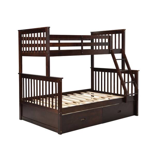 slide 2 of 9, Elegant Twin over Full Bunk Bed Espresso