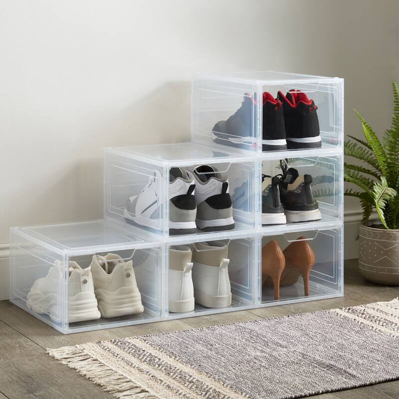 Simplify Set of 6 Stackable Shoe Boxes in Clear