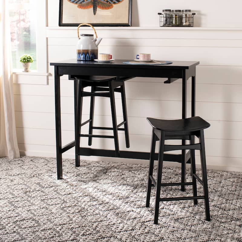 SAFAVIEH Neoma 3 Piece Pub Set - White Oak - 42.1" x 17.7" x 36.2" - 42Wx18Dx36H - Black