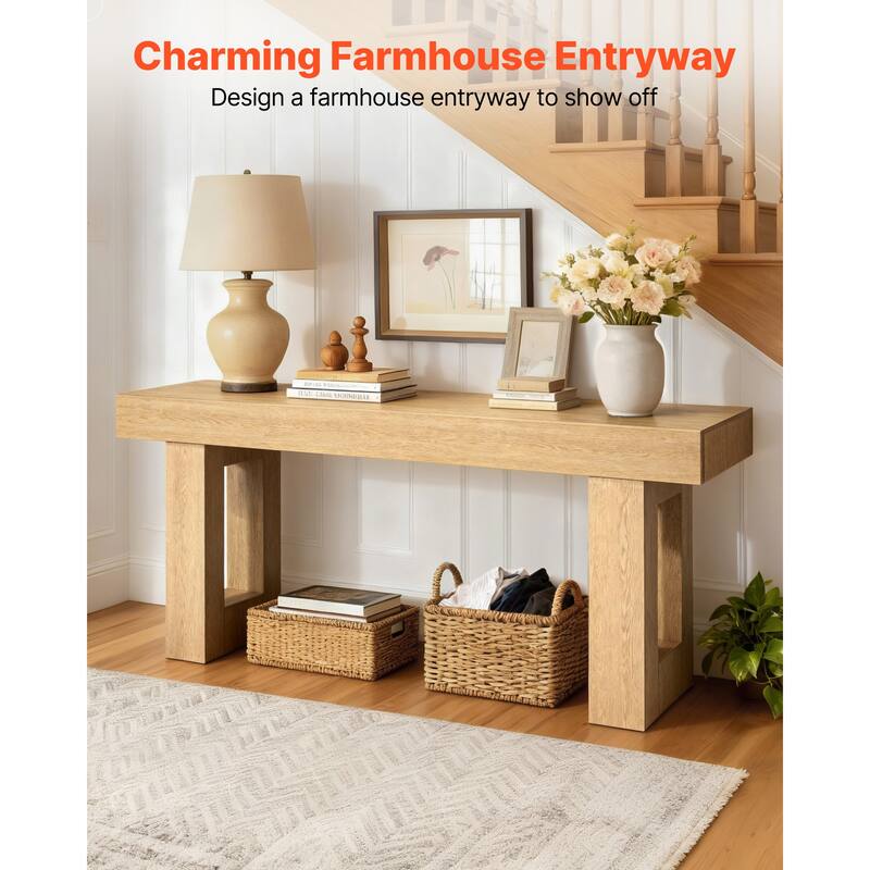 63 in Console Table, Farmhouse Desk Behind the Couch, Wooden Rectangle Entrance Desk, Narrow Long Sofa Table Accent Stand