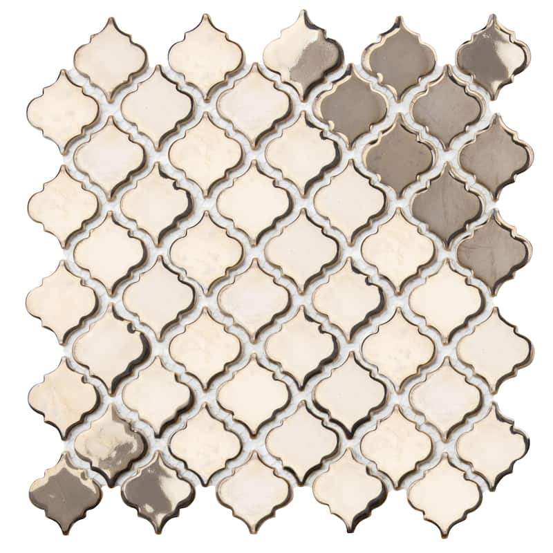 Merola Tile Hudson Tangier Gold 12-3/8" x 12-3/8" Porcelain Mosaic Floor and Wall Tile