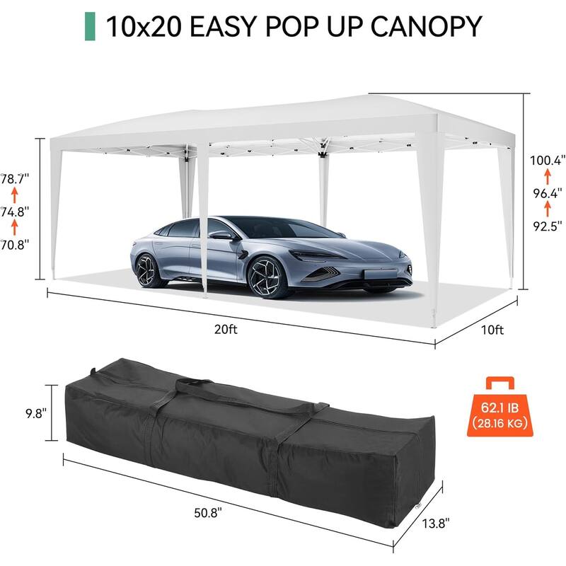 10x20 Pop Up Canopy with 6 Sidewalls UPF 50+