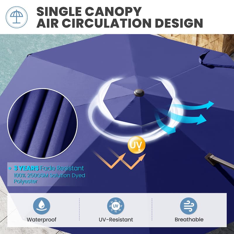Outdoor 11 Ft Patio Cantilever Offset Umbrella with 360 Degree Rotation