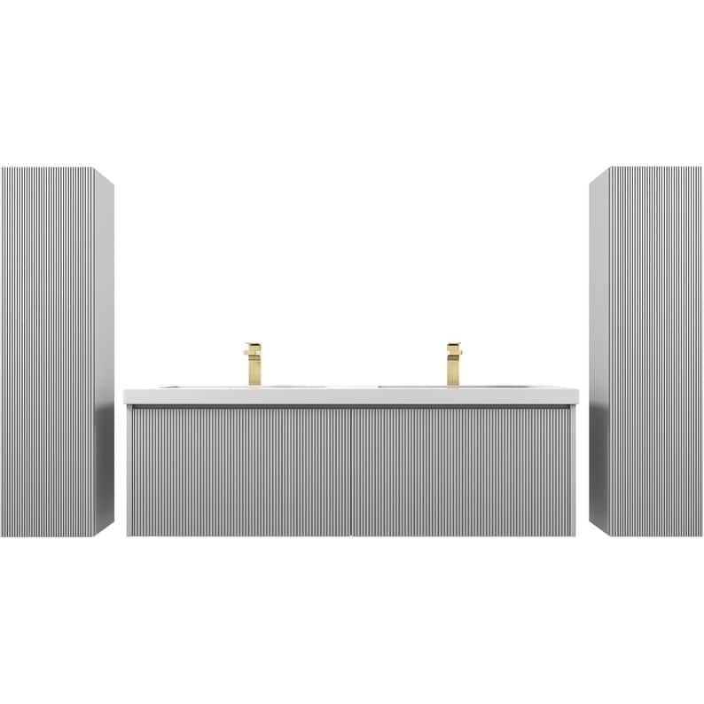 Blossom Positano 60" Floating Double Sink Vanity with Side Cabinets