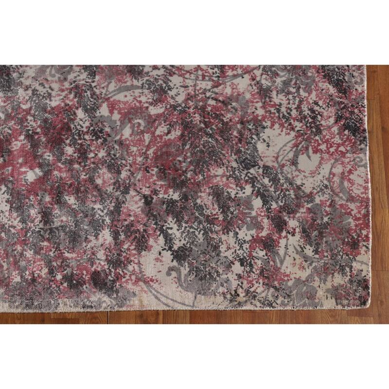 Modern Abstract Indian Rug Hand-Knotted Wool Carpet - 8'2"x 9'9"