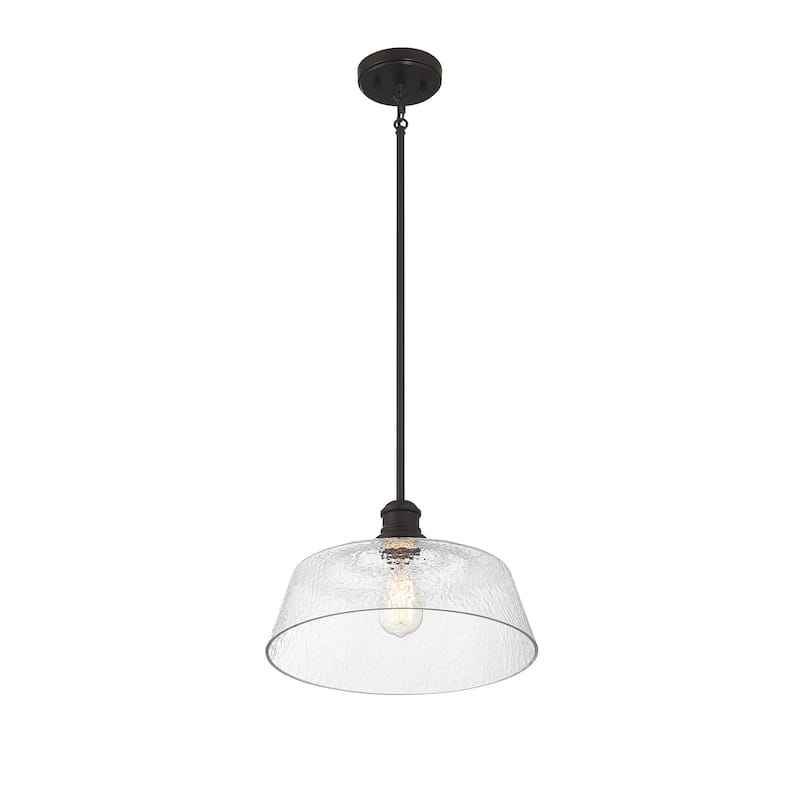 Bellevue SH23830 15" Wide Pendant with a patterned glass dome shade